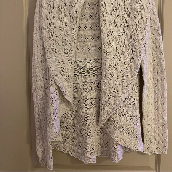 Cotton By Autumn Cashmere Pointelle Drape Cardigan Exclusive: BG Piece Size M - Picture 3 of 8